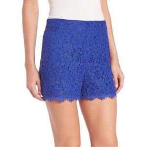 DVF Diane Von Furstenberg Fausta Lace Blue Cornflower High Rise Shorts